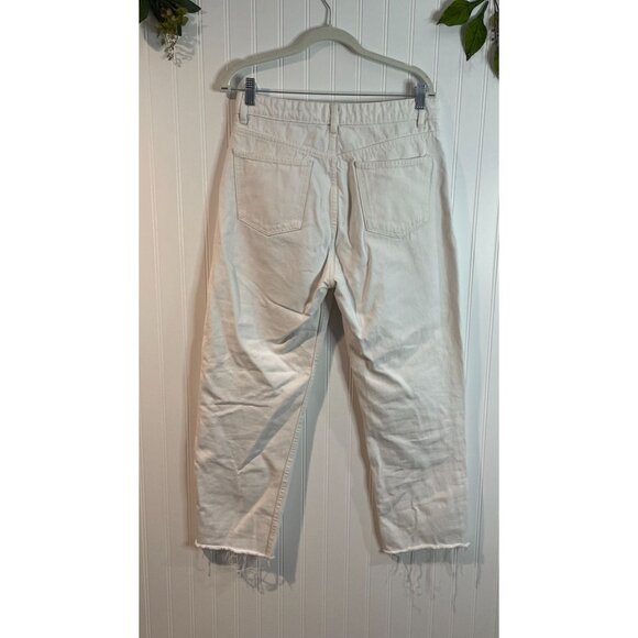 ZARA Women’s High Rise Straight Leg Button Fly Jeans White Size 10 US - Picture 2 of 13